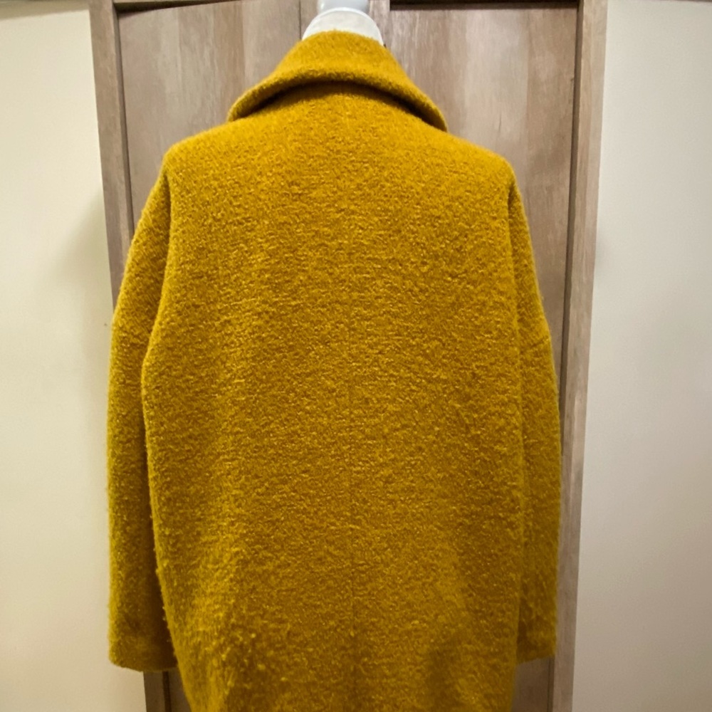 Madewell Bouclé Wool Double Breasted Cocoon Coat - Large -Mustard Yellow - Picture 4 of 10